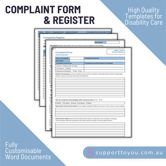Complaints Form and Register