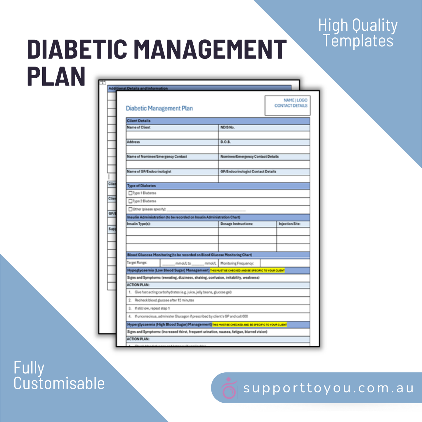 Diabetic Management Plan