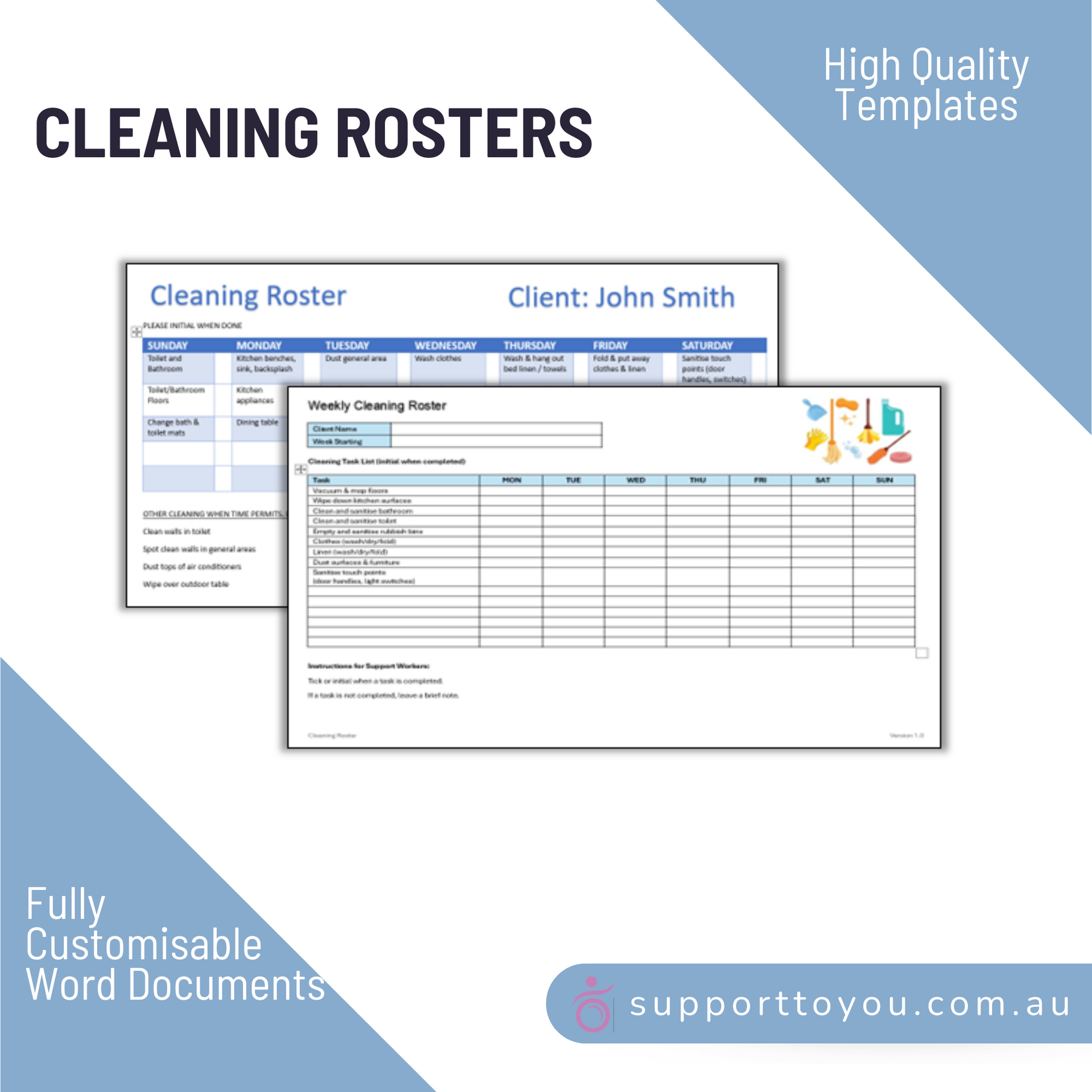 Cleaning Rosters| Disability Support | supporttoyou
