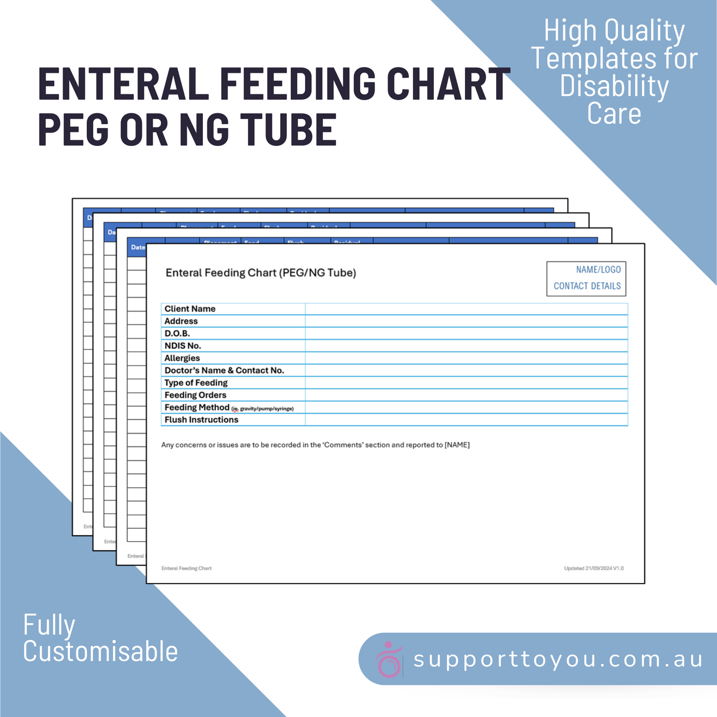 Enteral Feeding Chart - Peg or NG Tube