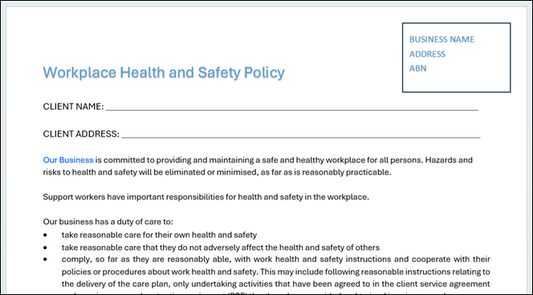 Health and Safety Policy - Sole Trader