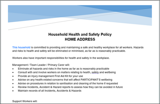 Health and Safety Policy - Participant