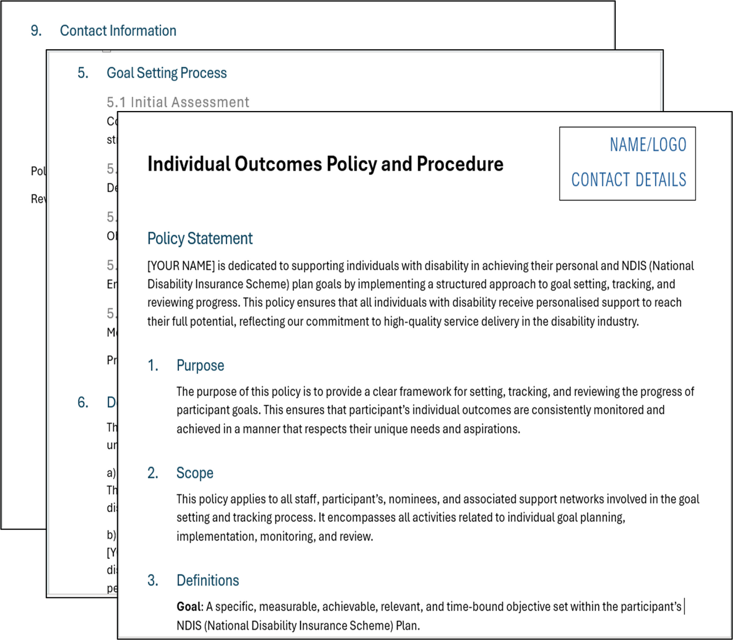 Individual Outcomes Policy - Goal Setting for Persons with Disability