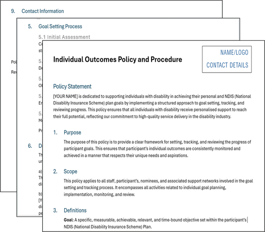 Individual Outcomes Policy - Goal Setting for Persons with Disability