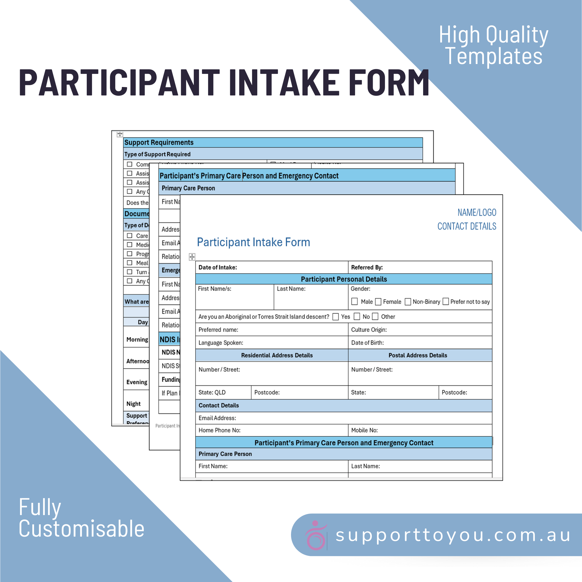 Participant Intake Form | Disability Support | supporttoyou