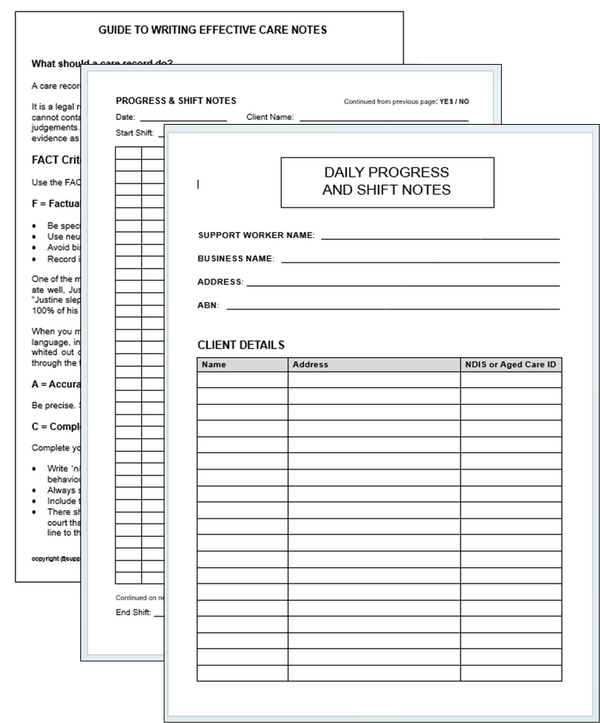 Progress Notes Template Disability Support supporttoyou