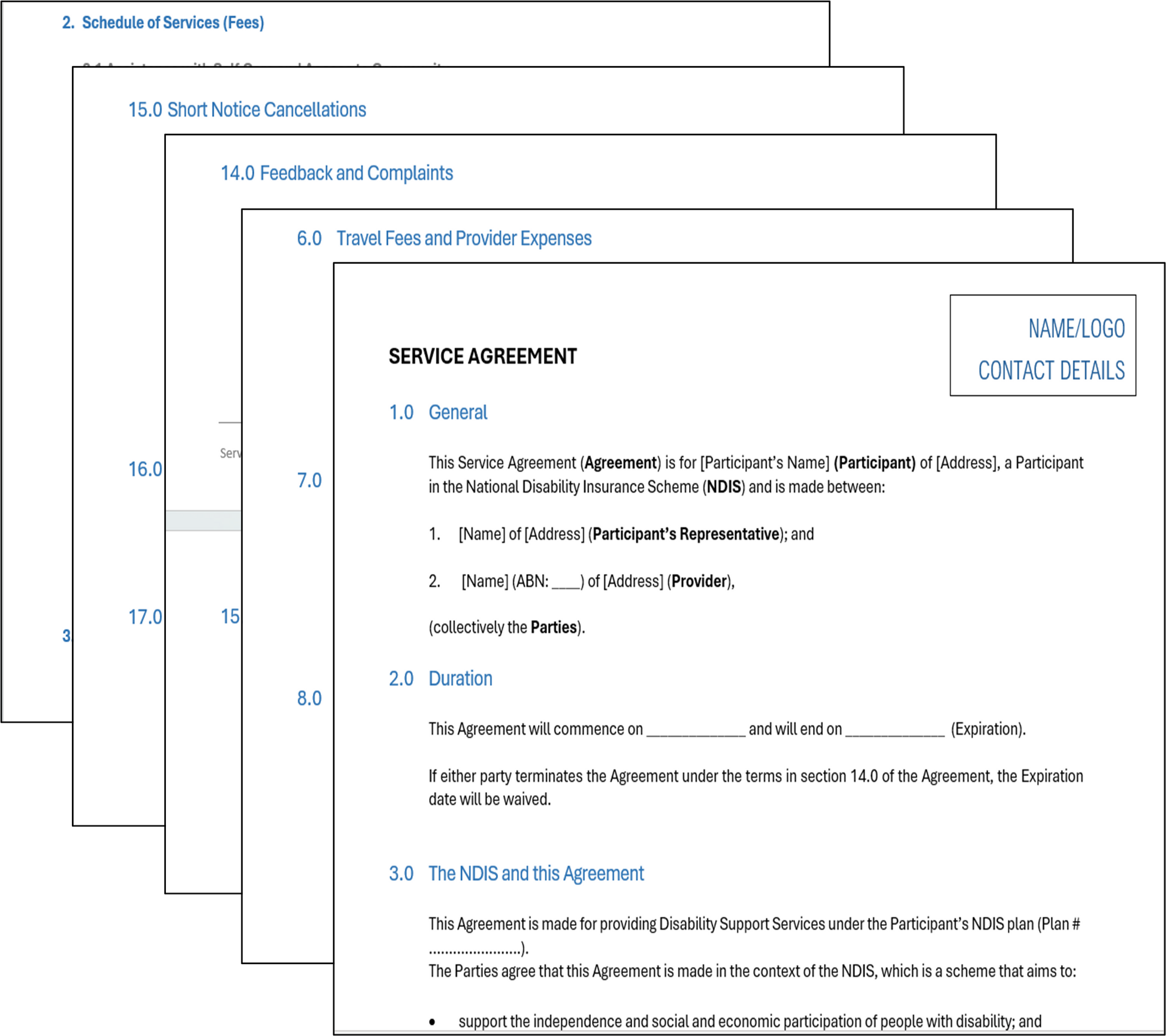 Service Agreement List | Participant Support Worker | supporttoyou