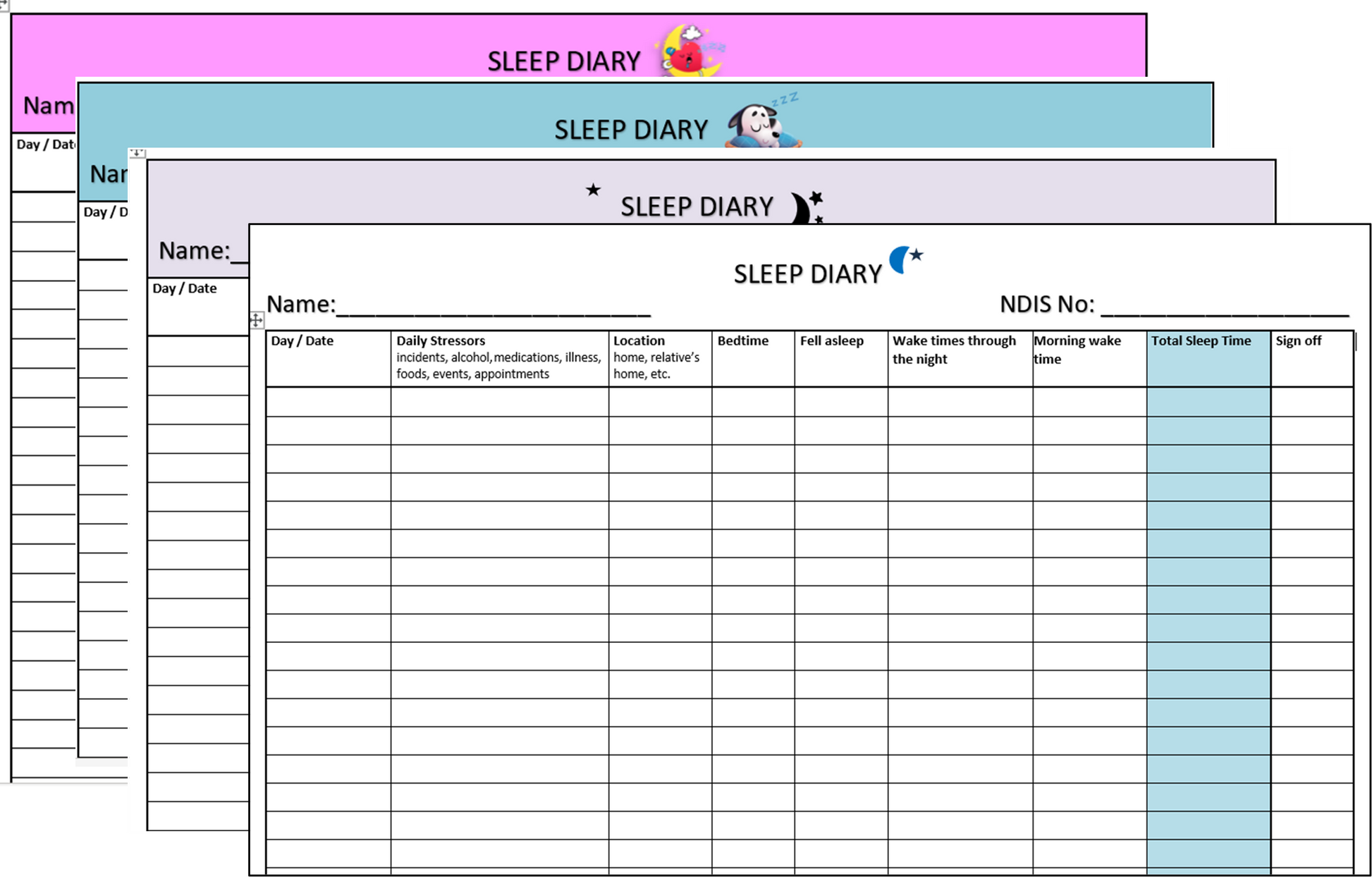 Sleep Diary Disability Support Supporttoyou sleep-diary-disability-support-supporttoyou
