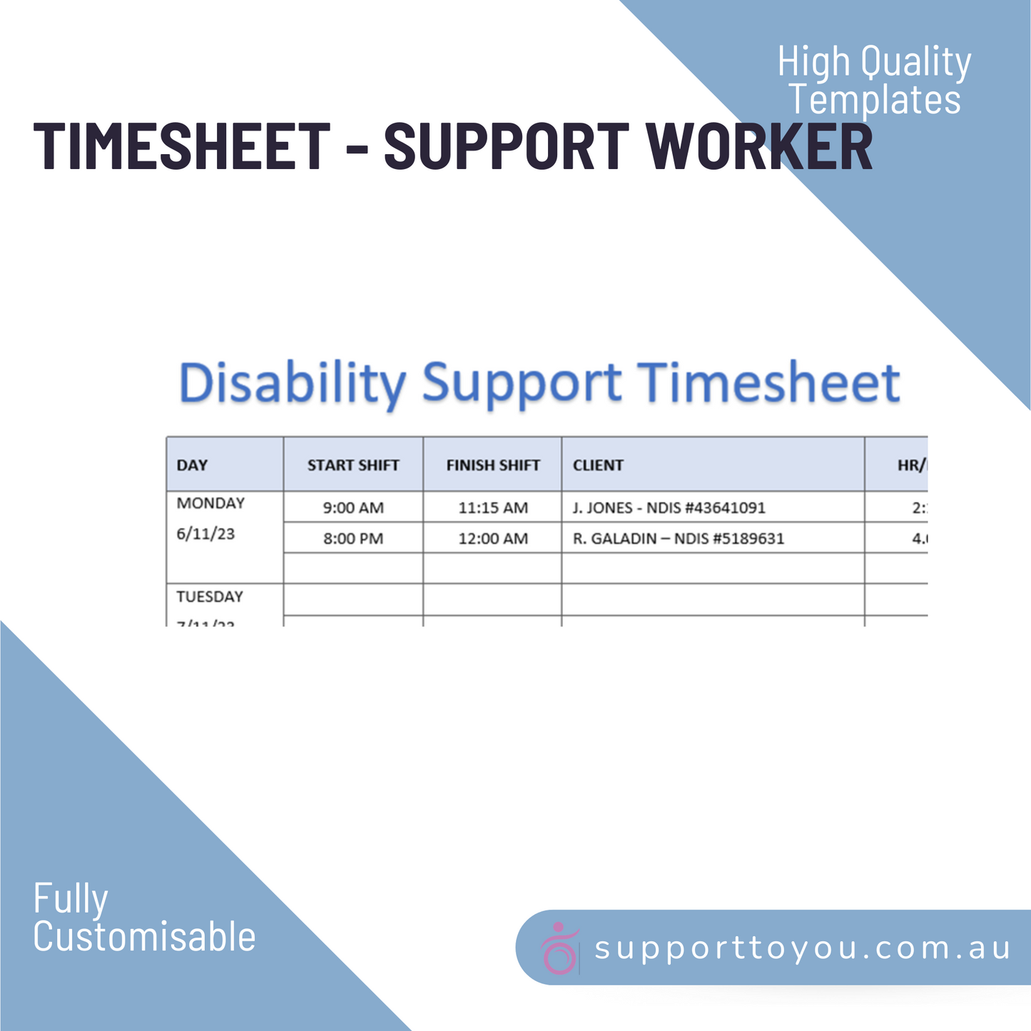 Timesheet - Disability Support Worker