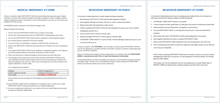 Medical Emergency and Behaviour Emergency Procedures for Support Workers
