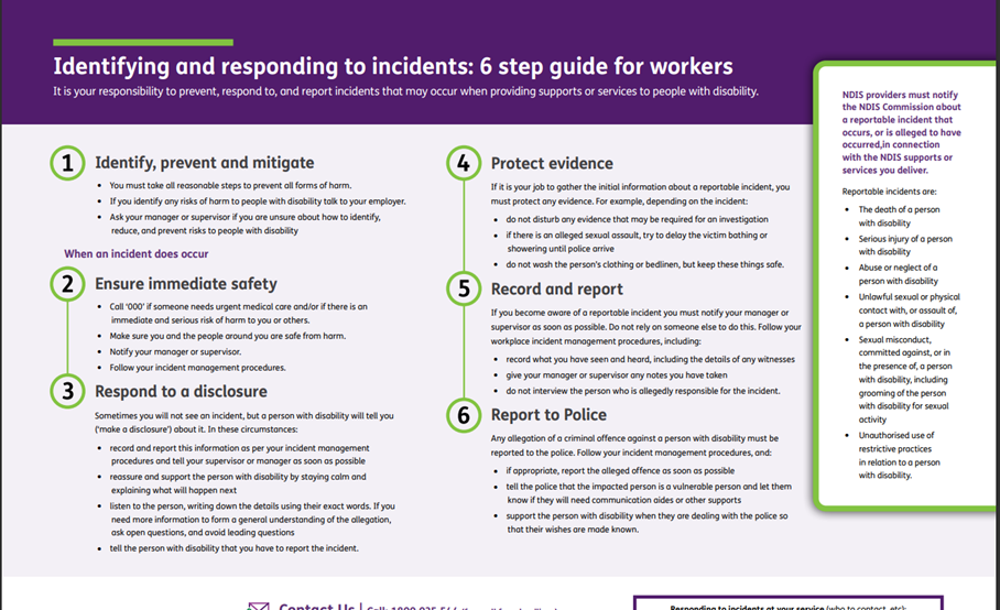 NDIS Reportable Incidents 6 step guide for workers