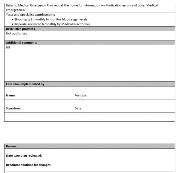 Care Plan Templates | Disability Templates | supporttoyou